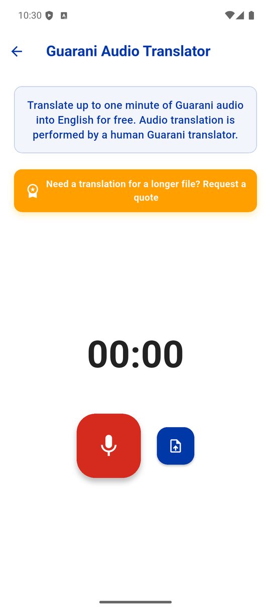 Aperçu de Guarani Translator, traduction audio
