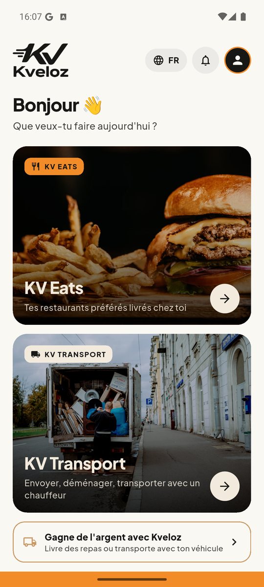 Aperçu de l'application Kveloz